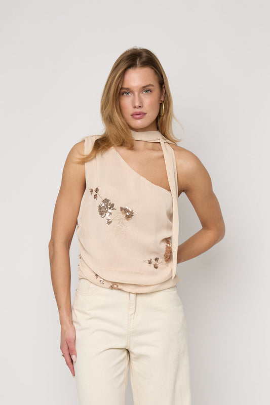Elegant Floral Sleeveless Top for Spring/Summer