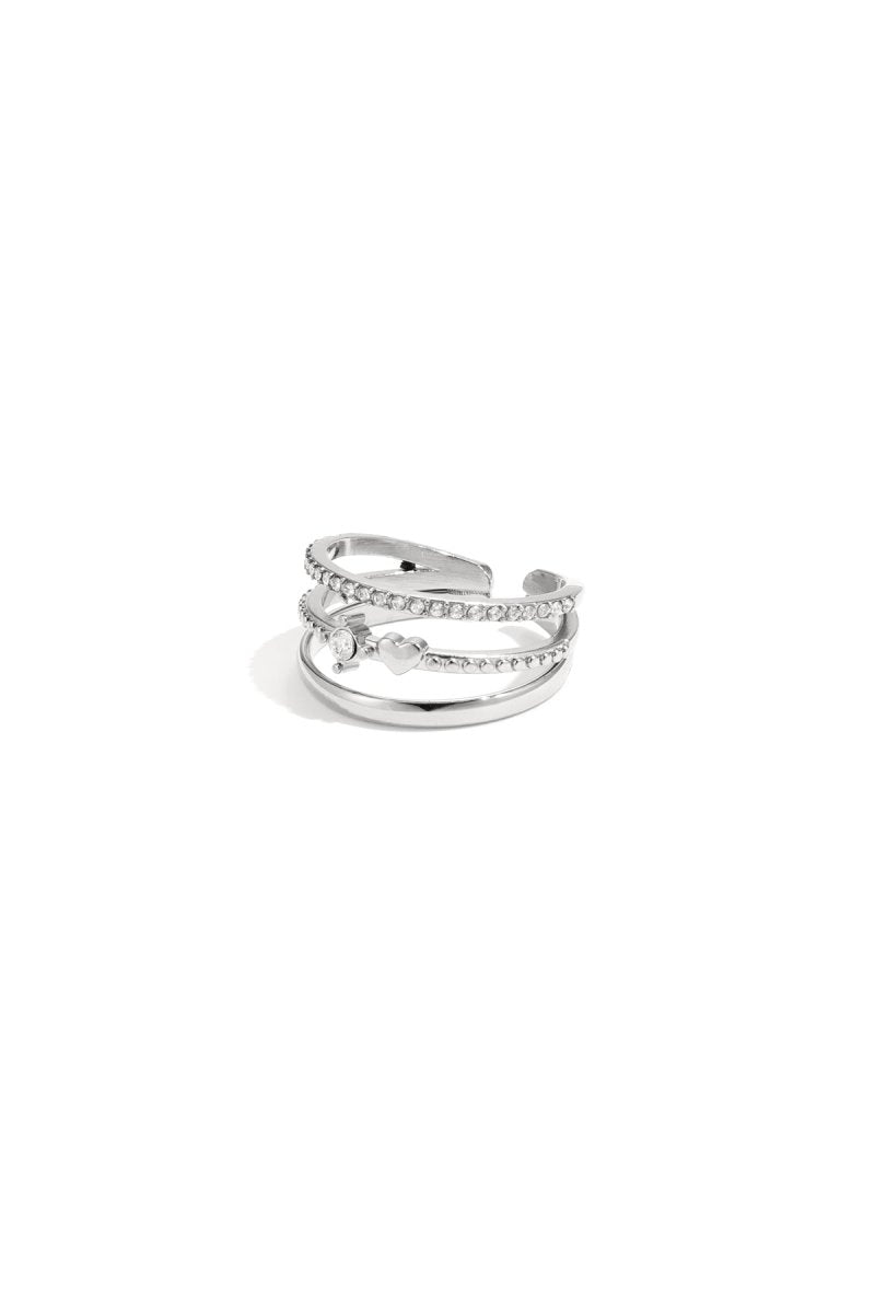 3 - layer ring with stones - Velaris Femme