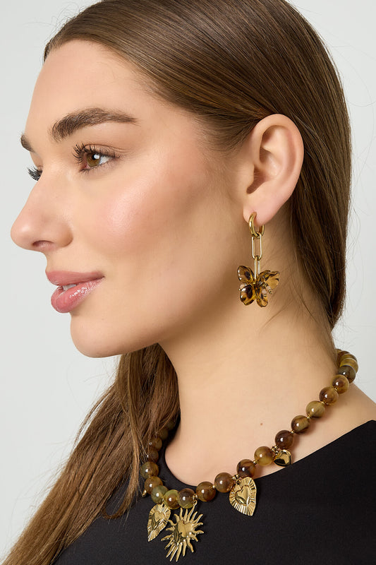 Flower earrings with beads