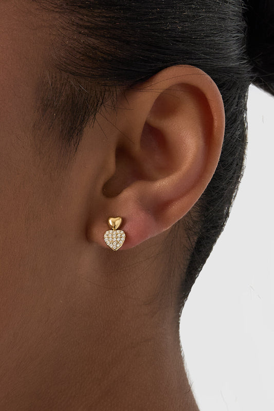 Heart stud earrings with stones