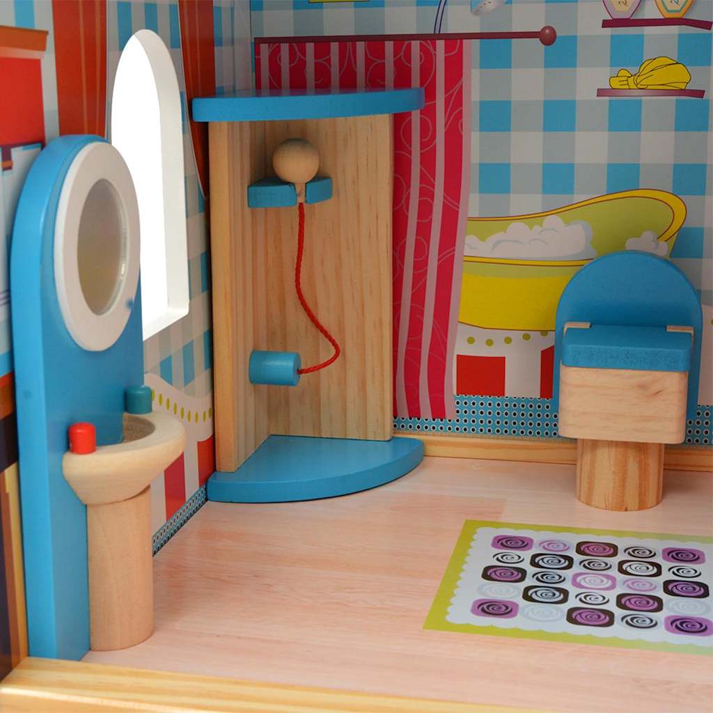 Poppenhuis 3 Verdiepingen 60X30X90 Cm Hout Naturel