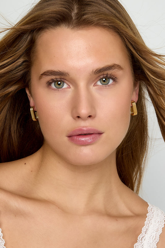 Stainless Steel Hoop Earrings rectangle Casual Daily Simple Series Women's jewelry