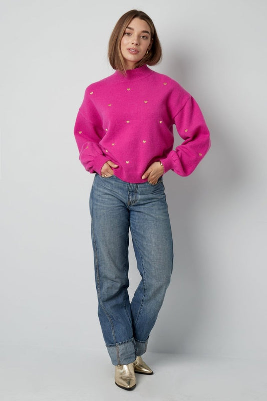 Acrylic Knit Sweater Casual Heart Pattern Fall/Winter - Velaris Femme