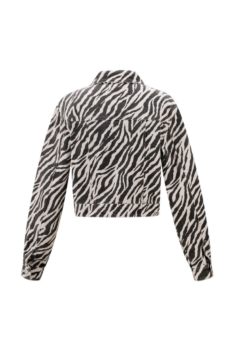 Cotton Denim Women's Jacket Street Elegant Specialty Animal Print - Velaris Femme