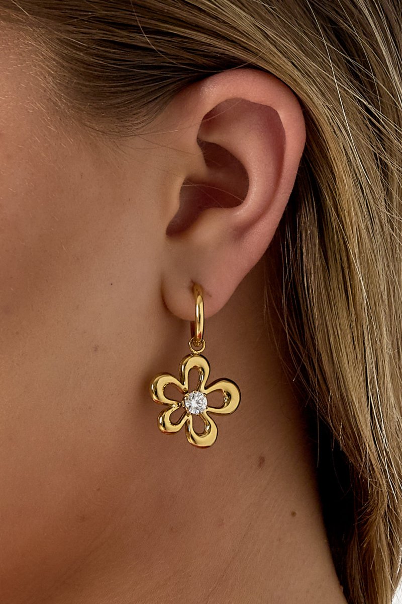 Earrings with coral - shaped flower and stone detail - Velaris Femme