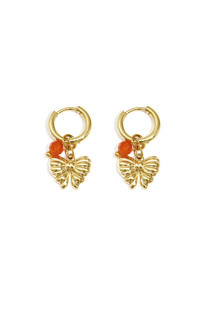 Earrings with hanging bow charm and bead - Velaris Femme
