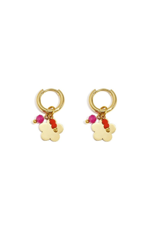 Earrings with hanging flower and beads - Velaris Femme