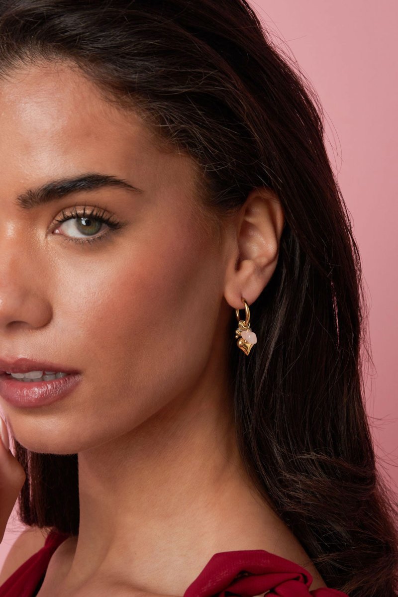 Earrings with heart and bead pendants - Velaris Femme
