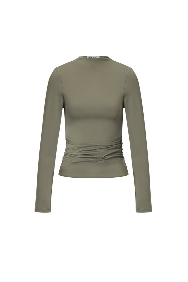 Knitted Nylon Women's Long Sleeve Top Basic Solid Color - Velaris Femme