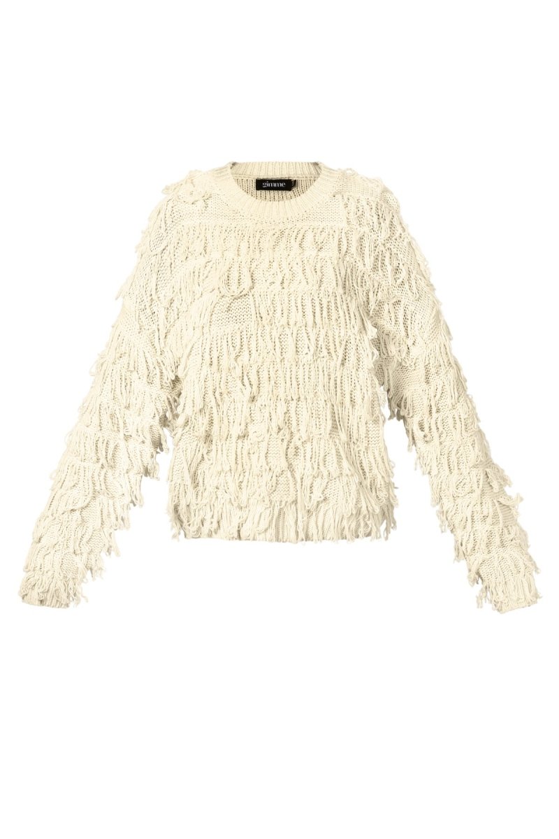 Knitted sweater with fringes - Velaris Femme
