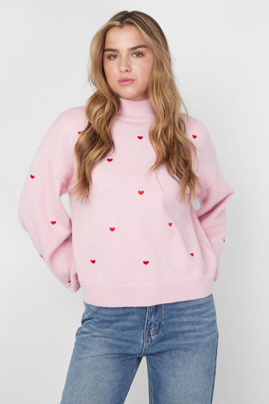 Knitted sweater with hearts - Velaris Femme