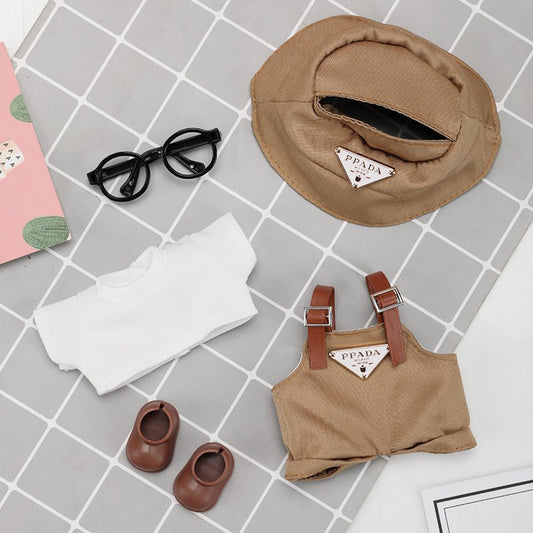 Labubu Triangle Badge Monochromatic Tan Outfit Set