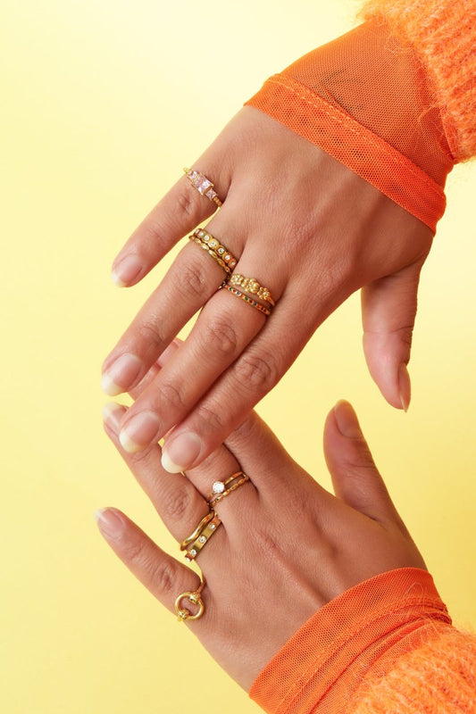 Ring with daisies and stones - Velaris Femme