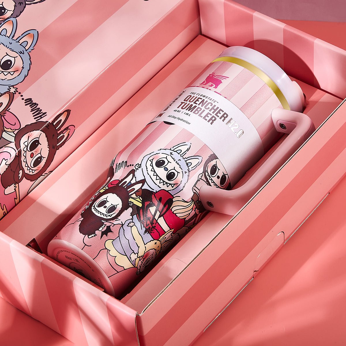 Stanley x Labubu Limited Edition Pink Stripe Tumbler