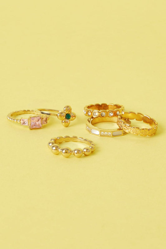 Statement ring with clover and stone - Velaris Femme
