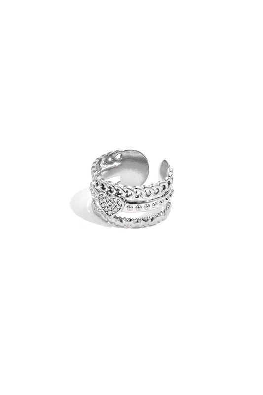 Statement ring with rose in heart - Velaris Femme