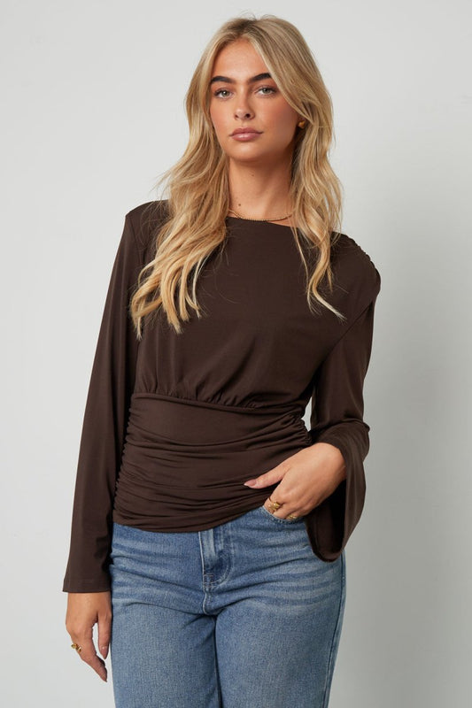 The Ruched Grace – Elegant Long Sleeve Top - Velaris Femme