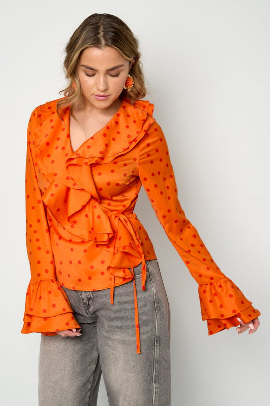 The Ruffle Blouse Polka Dot - Velaris Femme