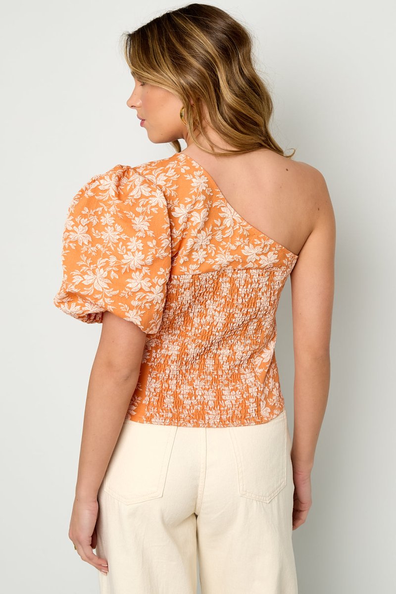 The Solara Bloom – Women’s One - Shoulder Flower Top - Velaris Femme