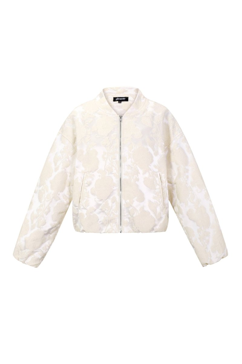 Woven Polyester Fiber Women's Bomber Jacket Casual Floral Print - Velaris Femme