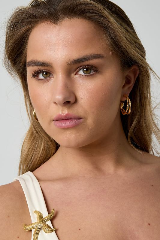 Organic double hoop earrings