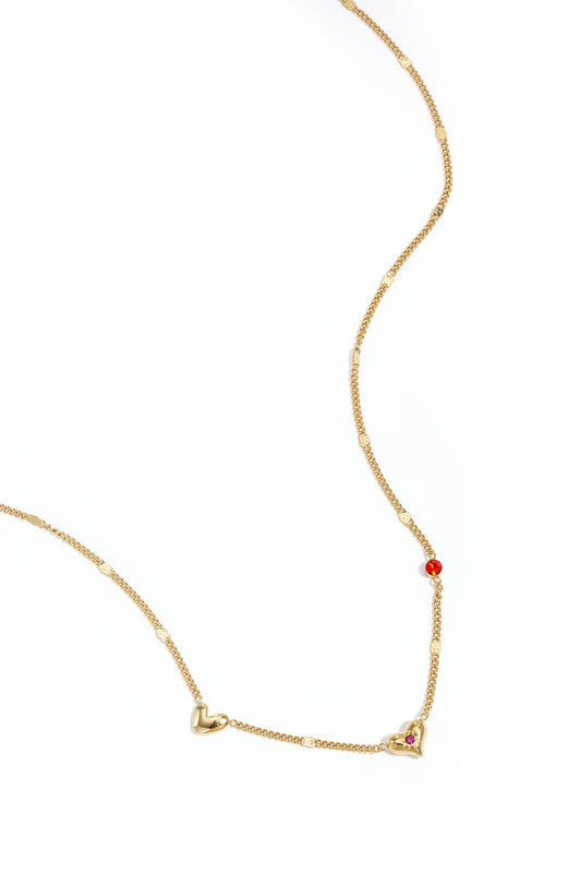 Necklace with hearts stones and pattern