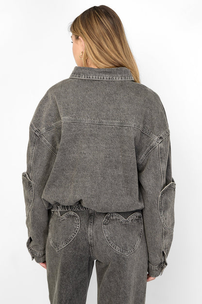 Gimme Grey & Pink Denim Jacket Set for All Fits