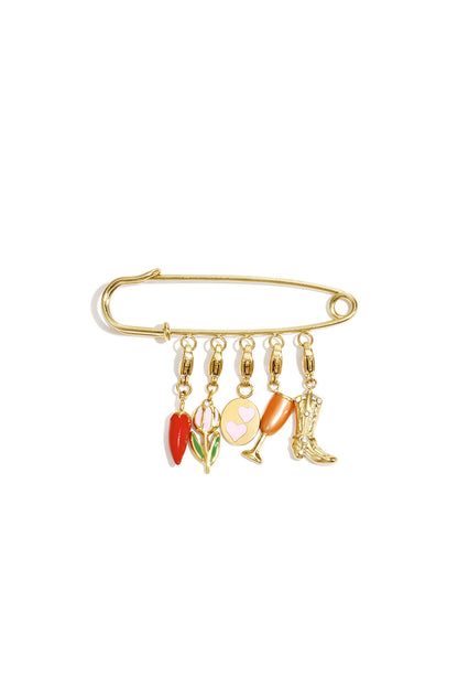 Elegant Gold-Toned Stainless Steel Brooch
