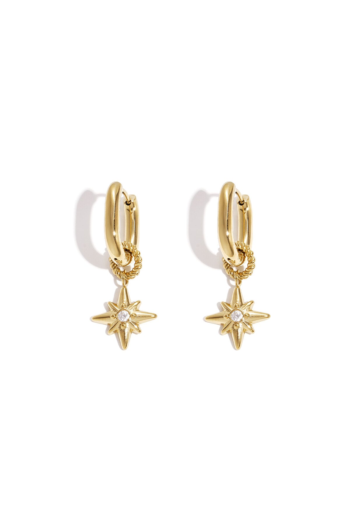 Earrings with shooting star on a small ring