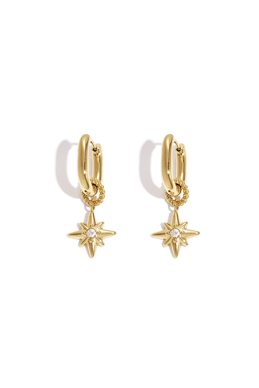 Earrings with shooting star on a small ring