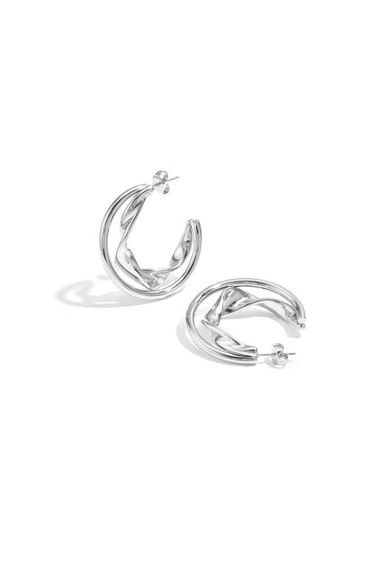 Stylish Stainless Steel Hoop Earrings - Silver & Gold