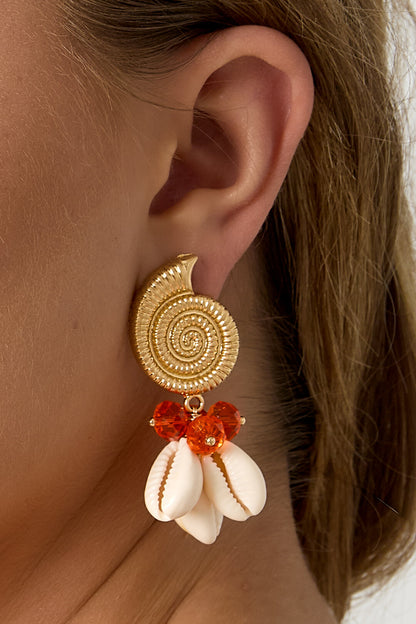 Chic Orange & Rose Red Beaded Earrings for Spring/Summer