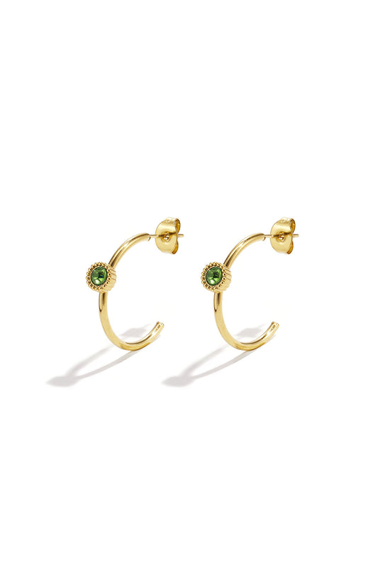 Hoop earrings with round stone