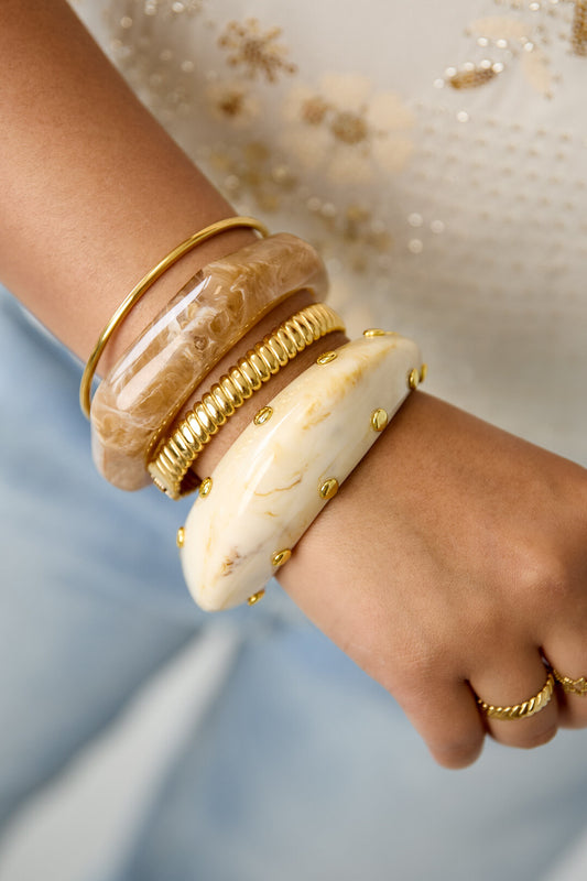 Resin bangle bracelet with studs