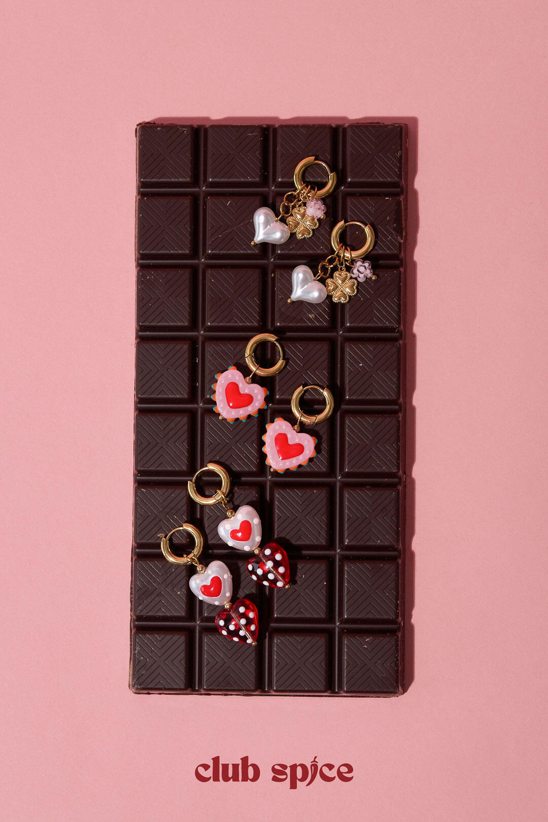 Charming Pink & Red Heart Beads Earrings for Women