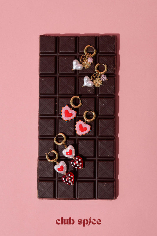 Charming Pink & Red Heart Beads Earrings for Women