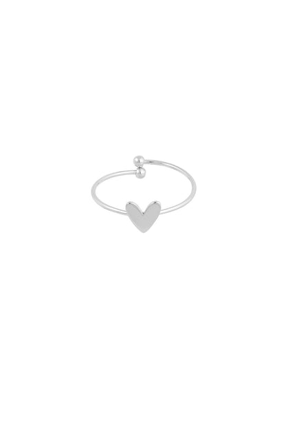 Elegant Adjustable Heart Ring - Silver & Gold
