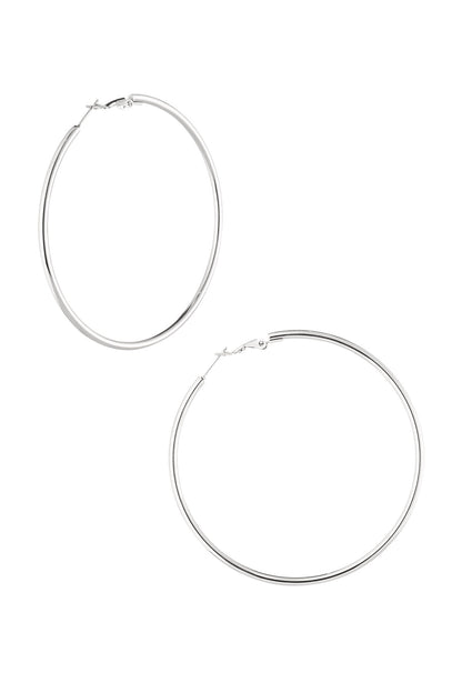 Stylish Stainless Steel Hoop Earrings - Silver & Gold