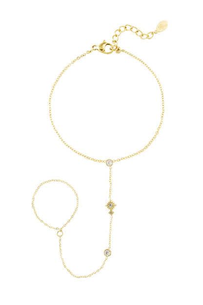 Elegant Hand Chain Bracelet in Silver & Gold