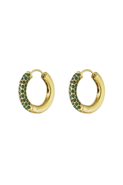 Stylish Pink, Green, and Gold Hoop Earrings for Women