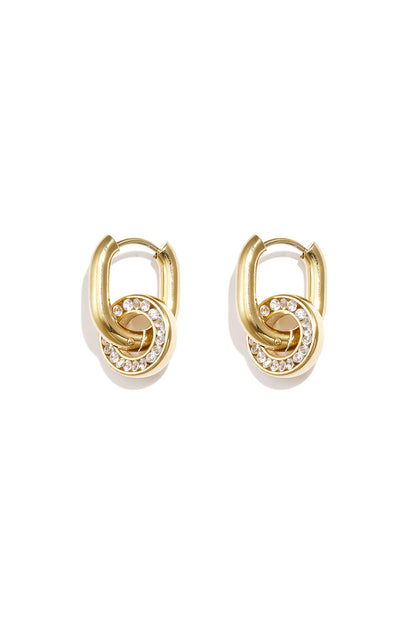 Oval earrings with set circle pendant