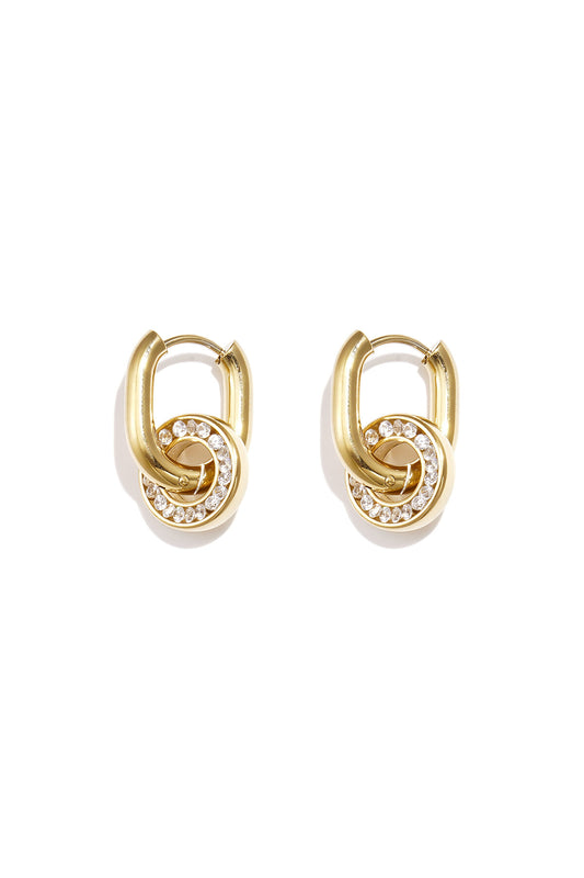 Oval earrings with set circle pendant