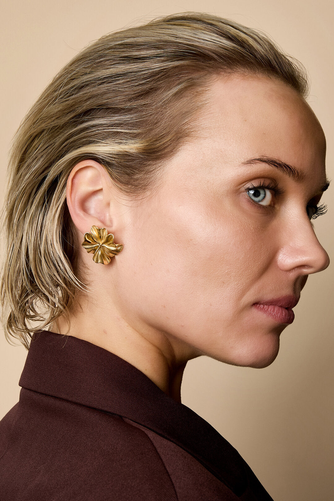 Elegant Stainless Steel Flower Stud Earrings