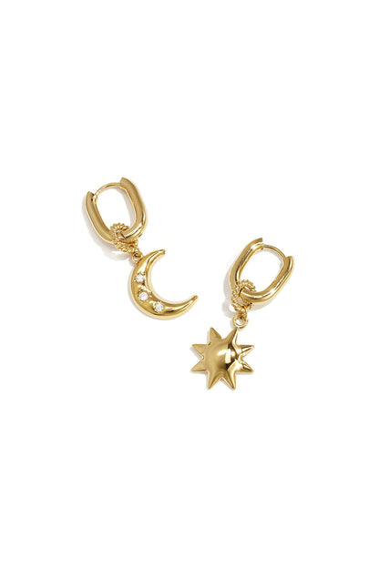 Squoval earrings with moon and star
