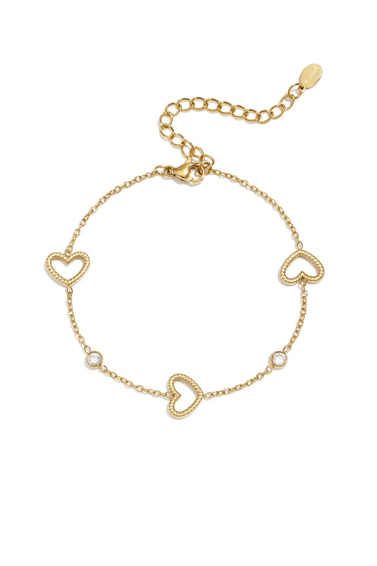 Heart bracelet with alternating stones