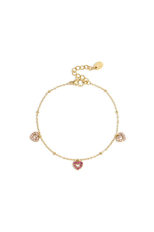 Bracelet with pink stones in hearts