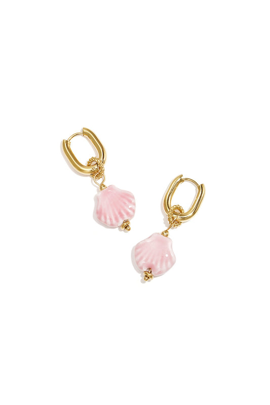Squoval earrings with dangling shell