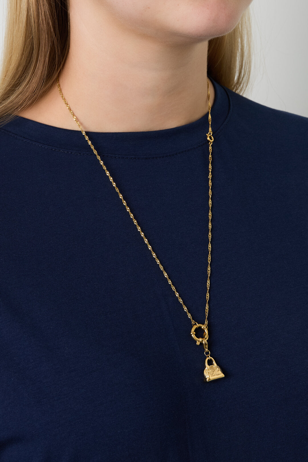 Elegant Gold Color Stainless Steel Chain Necklace for Women