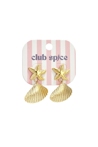 Earrings with starfish and shell