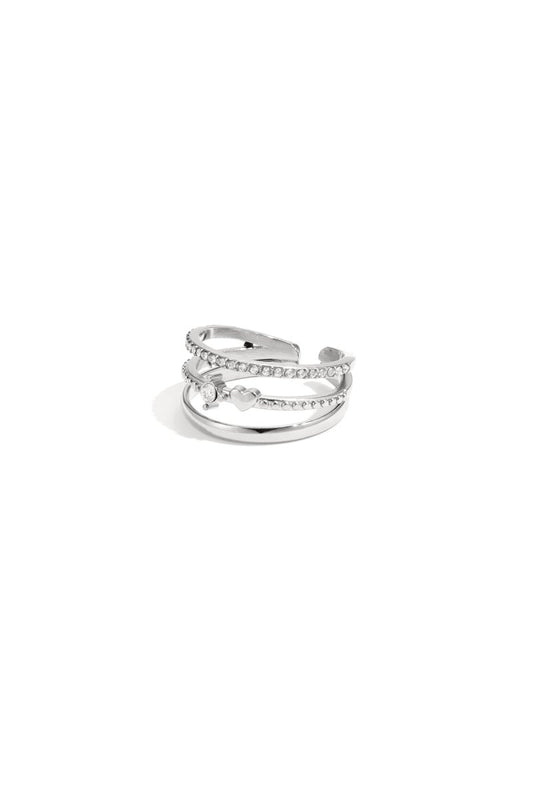 3 - layer ring with stones - Velaris Femme